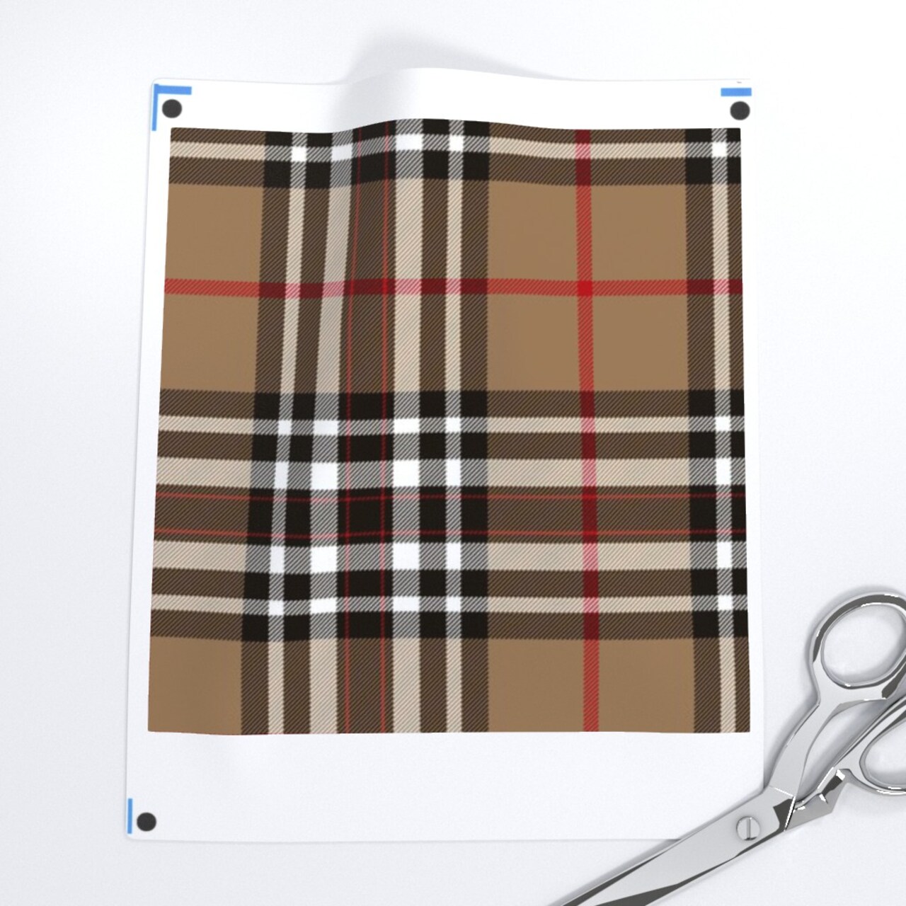 Tartan Plaid Scottish Tan Brown Black White Custom Printed Fabric by Spoonflower Various Fabrics by the Yard or Fat Quarter